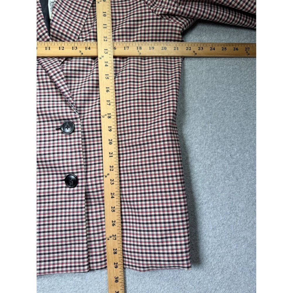 Rolla's Downtown Check Blazer Womens Size 12 Large Brown Plaid Double Breasted - Picture 11 of 14